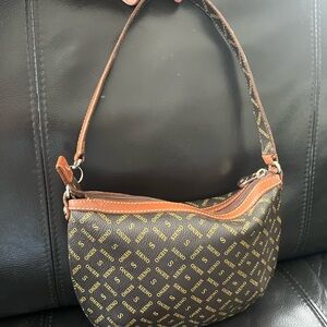 Sieno Brown and Tan Logo Shoulder Bag